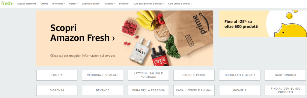 Amazon fresh delivery spesa domicilio invito