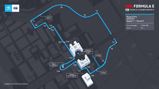 Formula E circuito EUR Roma