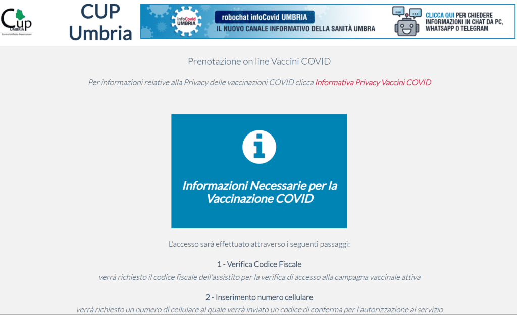 Vaccinazione Covid19 Umbria