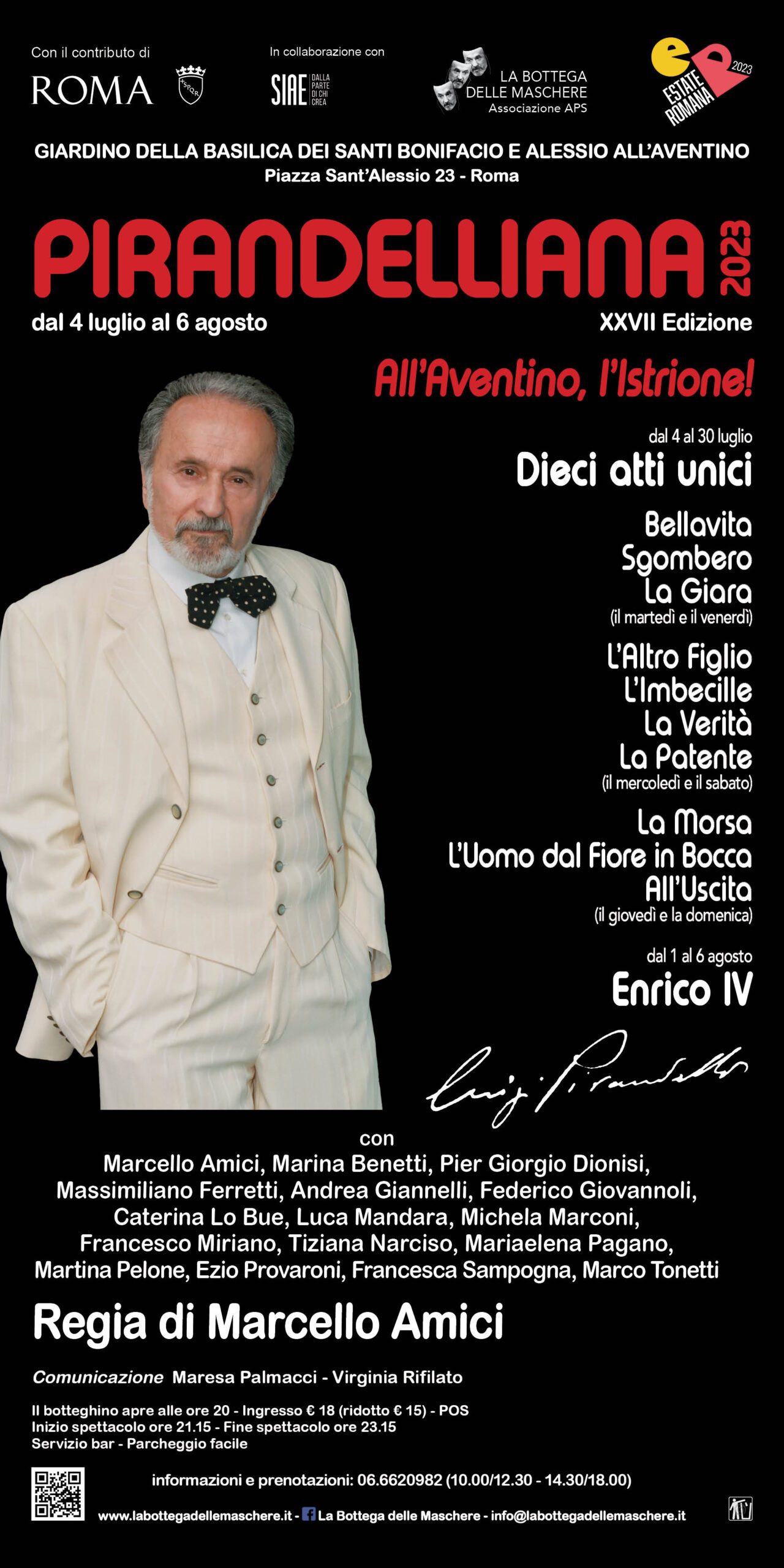 Marcello Amici e La Bottega delle Maschere per la Pirandelliana 2023